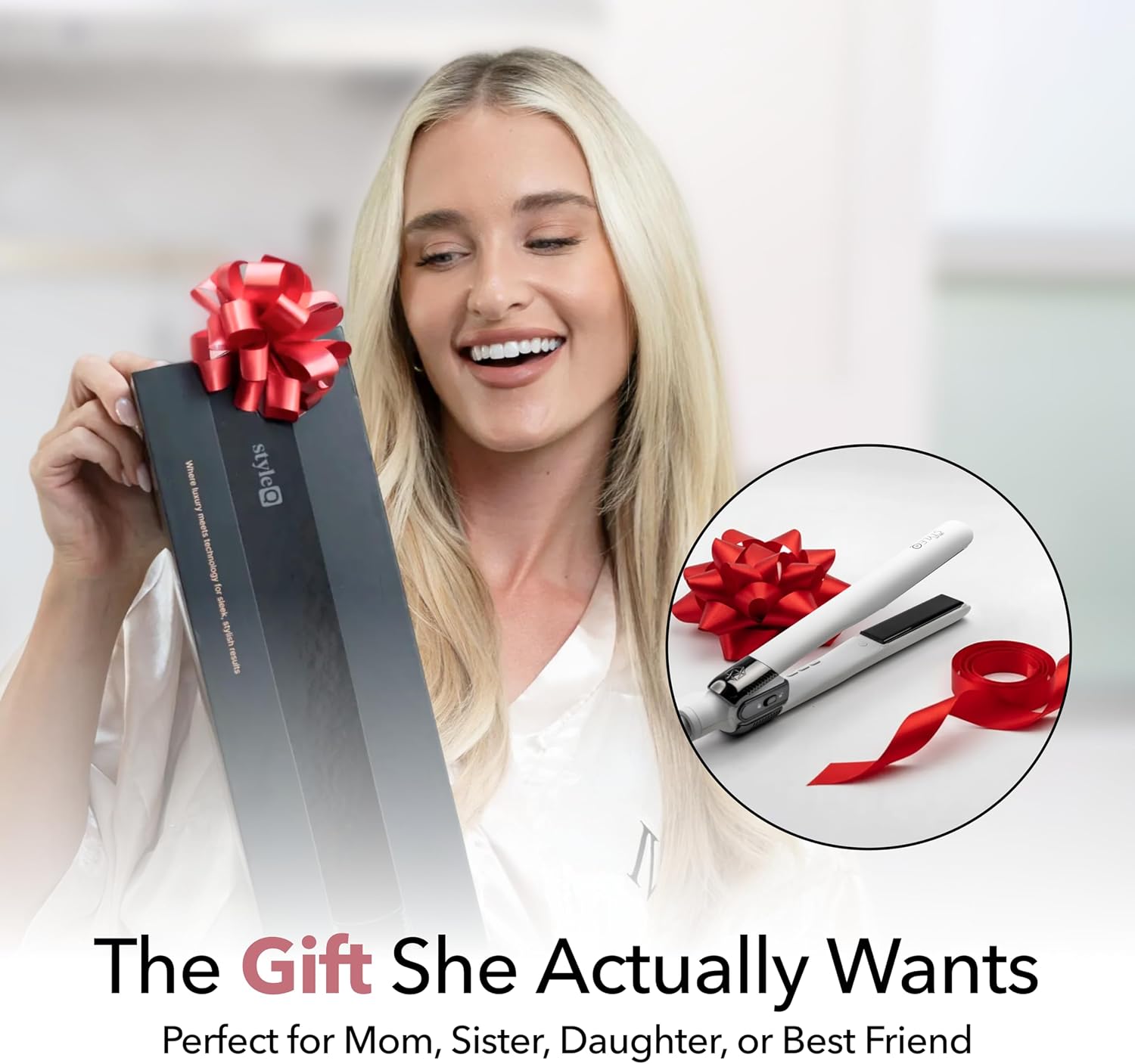 SRILabs StyleQ Flat Iron Hair Straightener — Red Light Therapy, Titanium Plates, Graphene Technology, Negative Ions | 12 Heat Settings | Frizz-Free Results for All Hair Types
