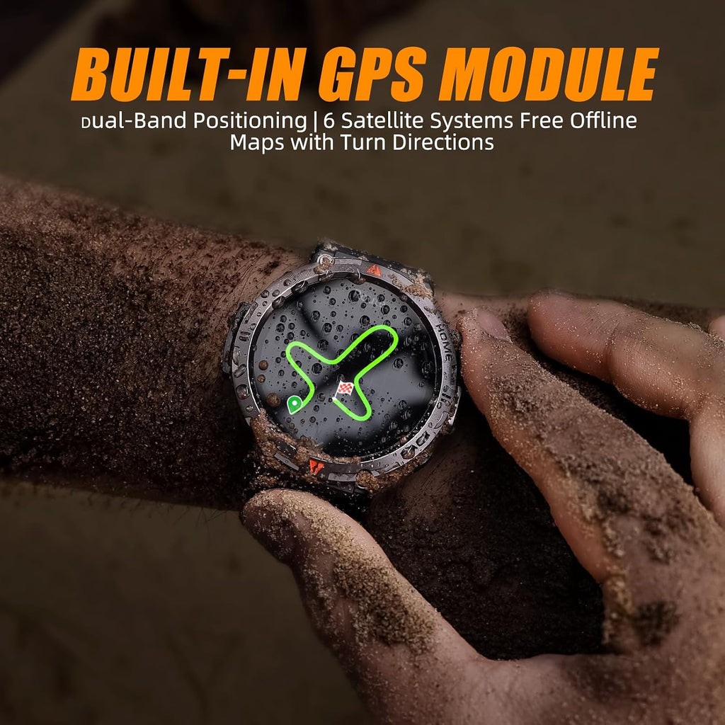 Military Smart Watches for Men Built-in GPS with LED Flashlight Compass, 3ATM Waterproof Rugged Tactical Smartwatch with Text and Call, 1.45' HD Fitness Tracker with HR SPO2 Monitor for iPhone Android