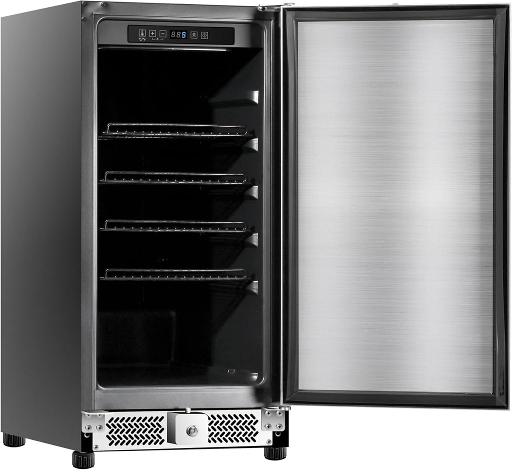 15 inch Outdoor Beverage Refrigerator, Under Counter fridge, 120 Cans Outdoor Wine Cooler with Stainless Steel Finish for Beer, Soda, Freestanding Small Drink Cooler