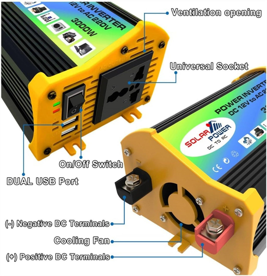 3000W Solar Panel Kit with 50A Controller & 50W 12V Solar Panel, 12V to 110V/220V Inverter, Home Solar Generator System for Off-Grid Power (Yellow)