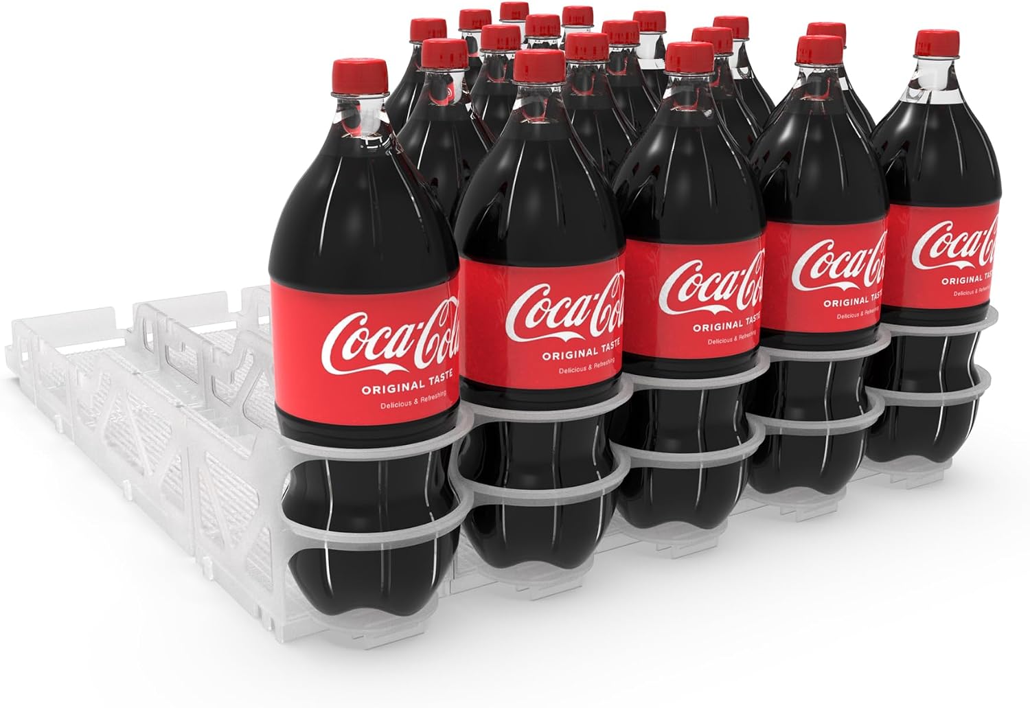 Visi-Slide 2Liter, 5 wide Soda Beverage Dispenser - Gravity Fed Glide for Angled Shelves for Coolers, Commercial Refrigerators, Cold Vaults (Pack of 6) Drink Organizer for Cans, Bottles and More