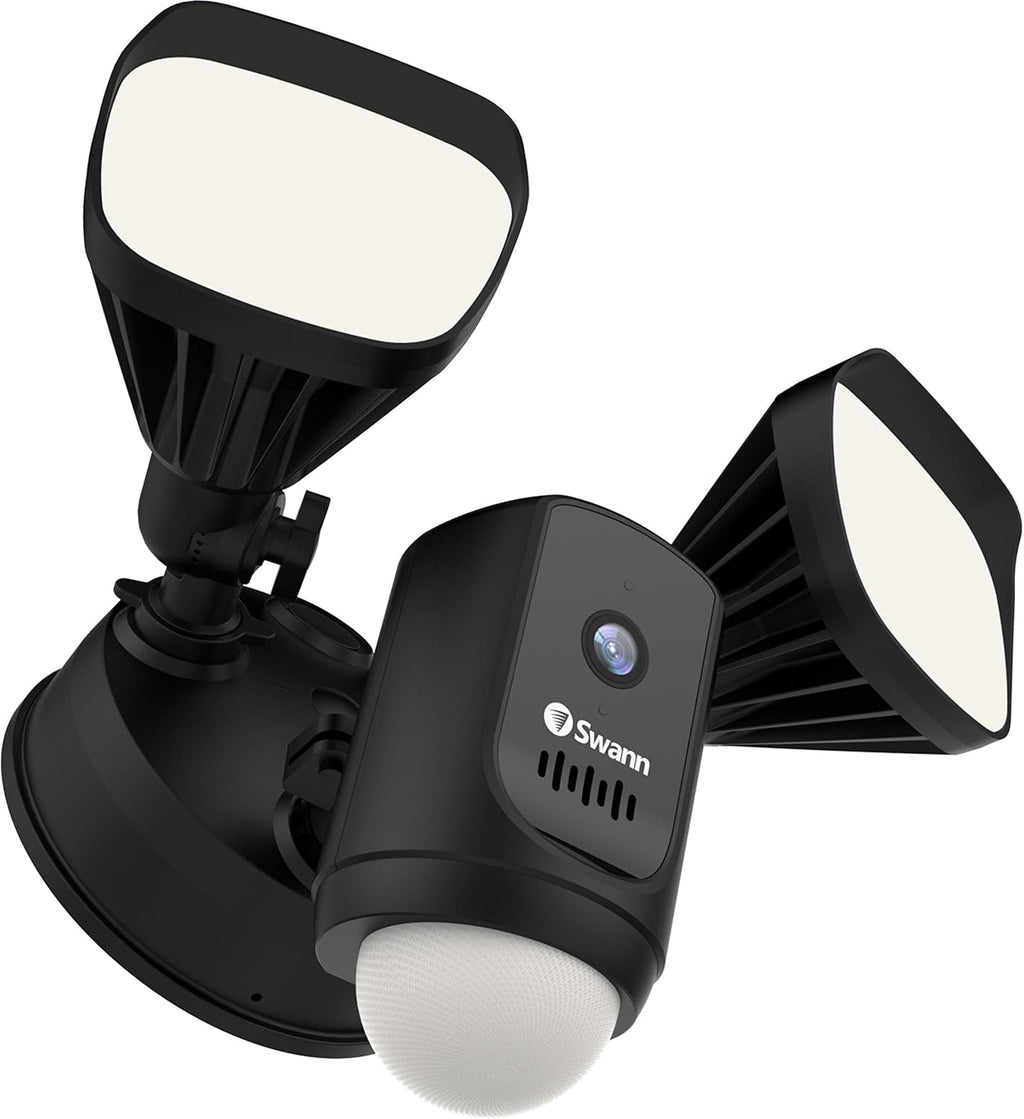 Swann Wi-Fi 1080p Waterproof Motion Activated FloodLight Camera with Night Vision, Heat Sensing, 2-Way Talk, Dimmable 2400 Lumens, Wide 125 Degree Viewing, Free Cloud & Local Recording