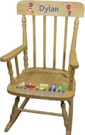 My Bambino Personalized Wooden Rocking Chair for Kids | Natural Childrens Rocking Chair (Transportation) | Custom Name Toddler Chair | Baby Shower & Birthday Gift