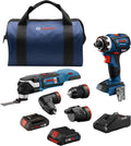 BOSCH GXL18V-270B22 18V Brushless 2 Tool Combo Kit with 5-in-1 Flexiclick Cordless Drill Driver and StarlockPlus Oscillating Multi Tool (Tool Set Includes: CORE18V Battery, Charger & Attachments)