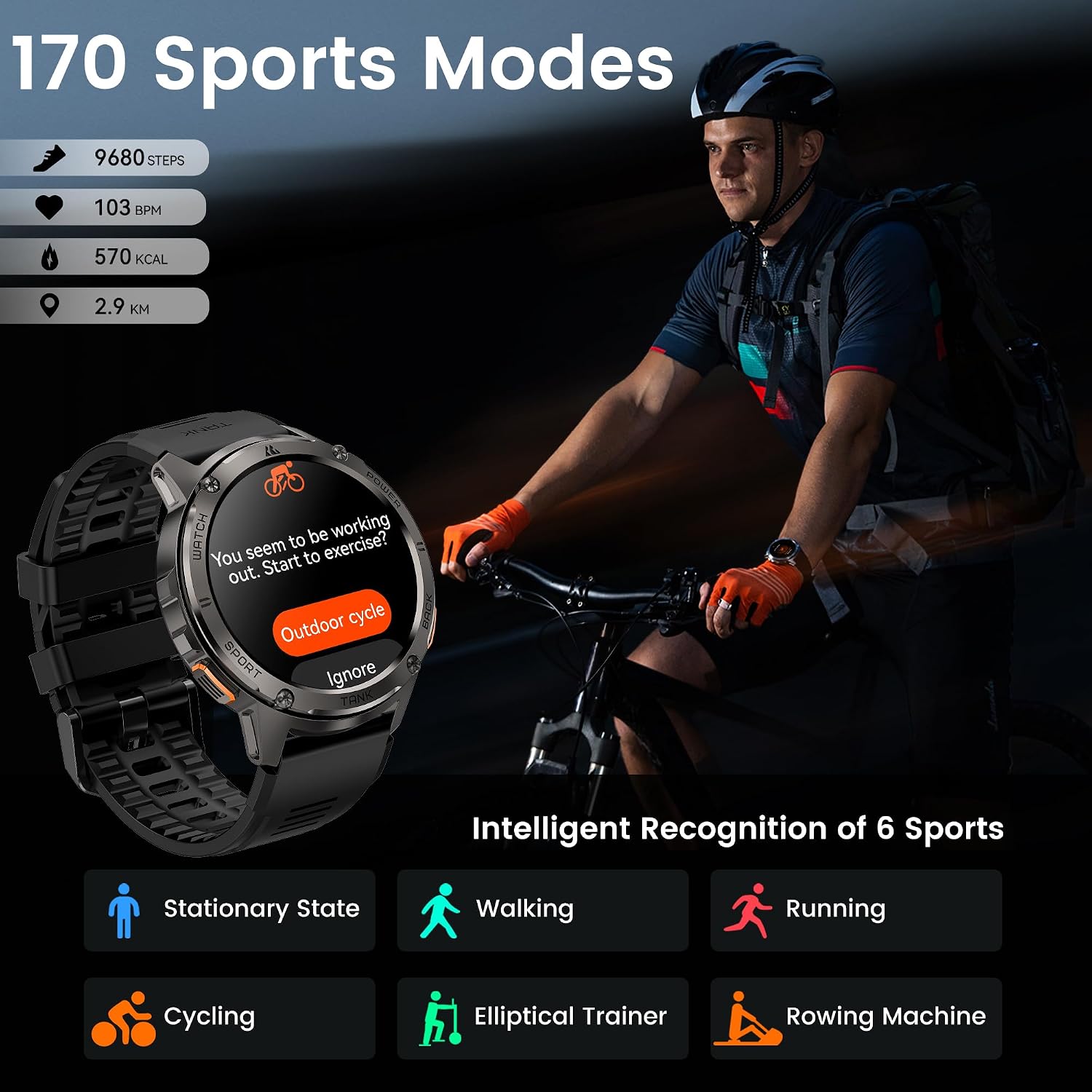 KOSPET Smart Watch for Men, 60 Days Extra-Long Battery, 50M Waterproof for Swimming, Rugged Military Full Metal Body Smartwatch, 1.43' AMOLED Always-On Fitness Watch(Answer/Make Calls) AI Voice