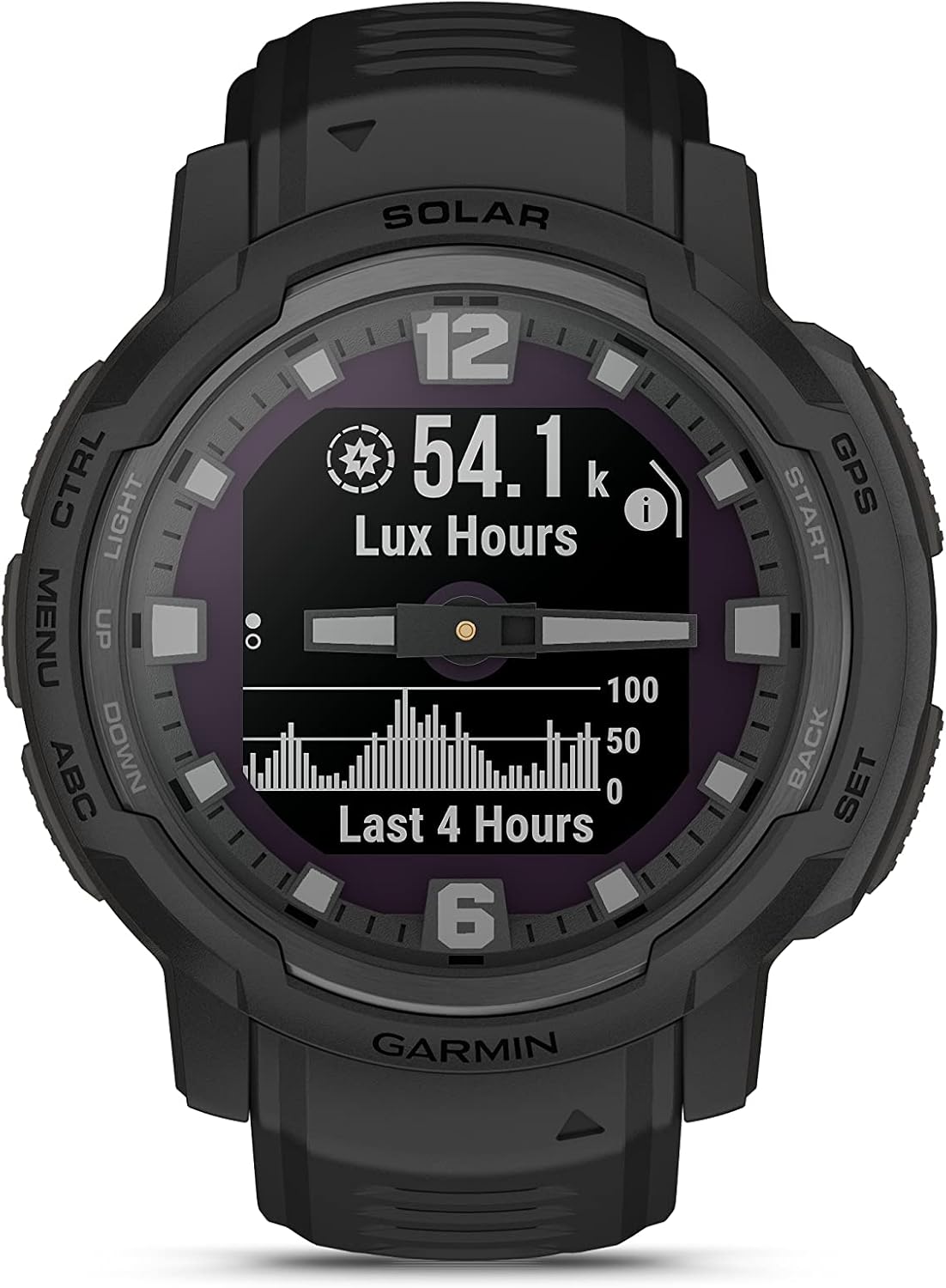 Garmin Instinct Crossover Solar Tactical, Rugged Hybrid Multisport GPS Smartwatch, Graphite | Heart Rate Monitor, Analog Hands, Digital Display, Up to 28 Day Battery Life w/Signature Charging Bundle
