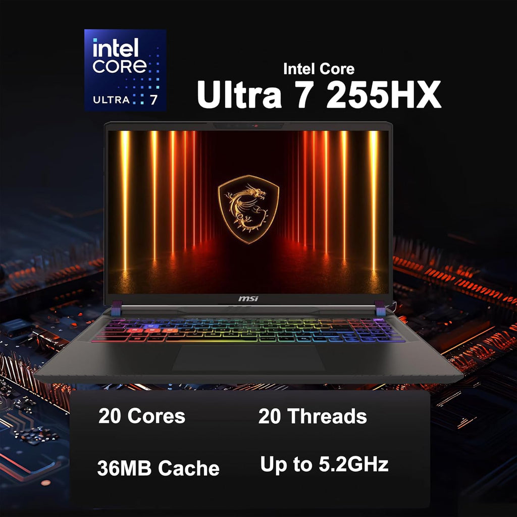 msi Vector 16 HX AI Gaming Laptop 16' WUXGA IPS 144Hz Intel 20-core Ultra 7 255HX (>i9-14900HX) 64GB DDR5 1TB SSD GeForce RTX 5070 Ti RGB Backlit Thunderbolt5 Win11 ICP Hub PC