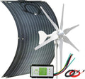 600 Watts Wind Solar Powered Kit - 200W ETFE Flexible Monocrystalline Solar Panel for RV Boat Truck + 400W 24V Wind Turbine Generator + Hybrid Controller + Solar Extension Cable