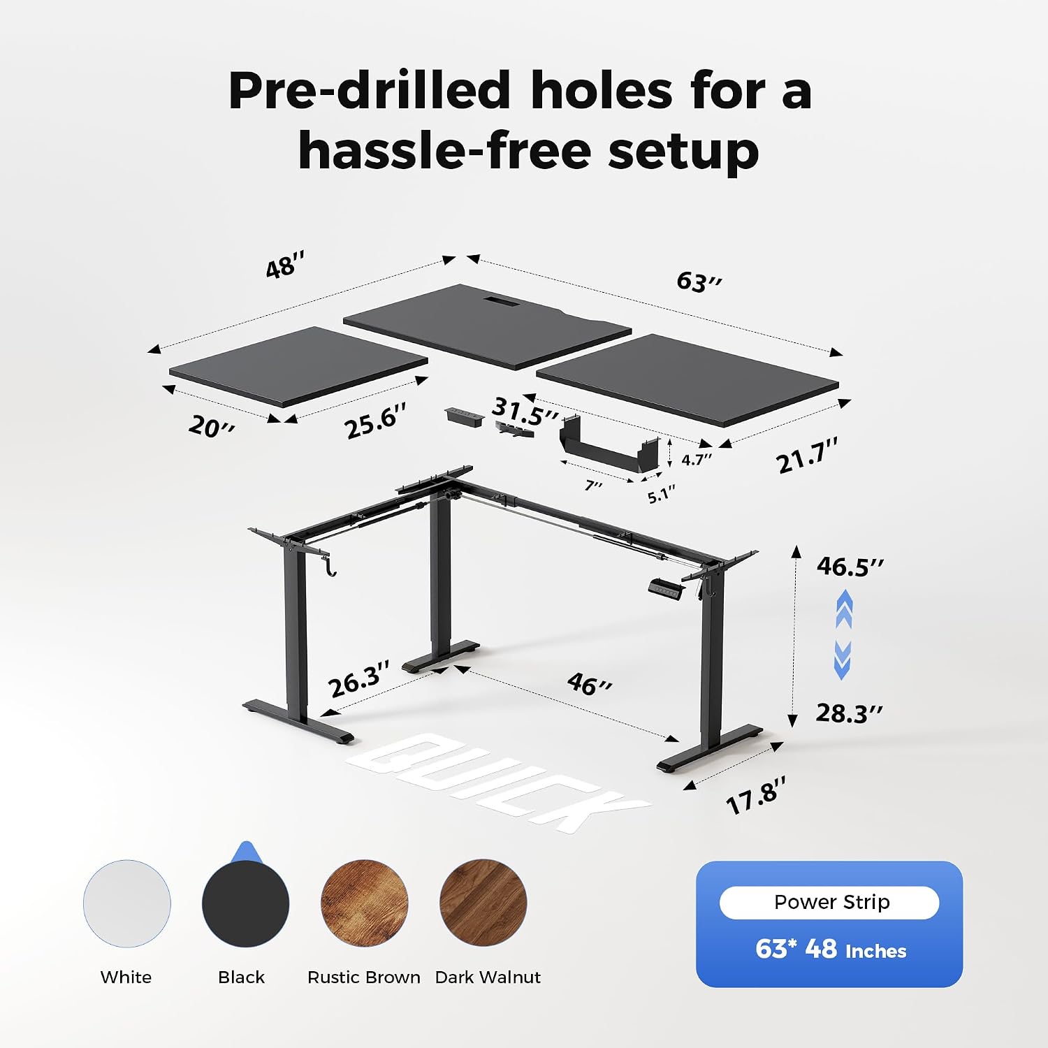 Agilestic Electric L Shaped Standing Desk 63 x 48 Inch with Power Outlet, Height Adjustable Corner Stand up Desk with Cable Management,Sit Stand Home Office Workstation with Splice Board, Black
