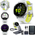 Garmin Forerunner 970 GPS Running Smartwatch, Whitestone | Premium Training & Recovery, Sleep Coach, Heart Rate, Download Music, Up to 15 Day Battery | Signature Series Power Bundle