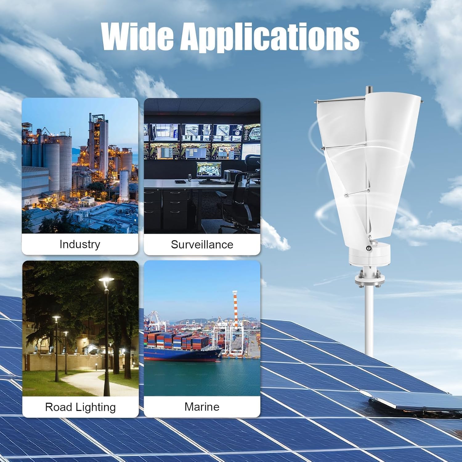 1500W-3000W Small Household Wind Turbine Generator Kit,12V 24V 48V Free Alternative Energy Windmill, Controller Medium Windmill, 2 Blades