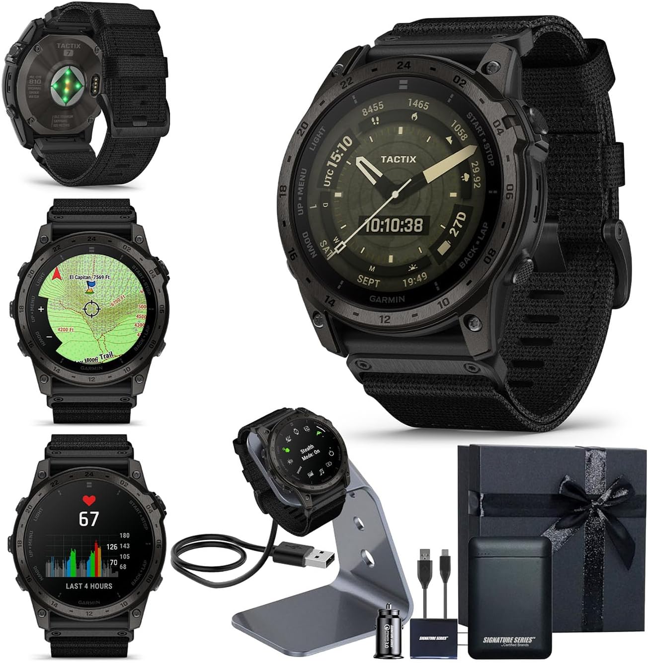 Garmin tactix 7 AMOLED Edition Tactical Military GPS Smartwatch | Touchscreen, Stealth Mode, Flashlight, Multicontinent Mapping, Weather, Health Metrics, with Signature Series Gift Bundle