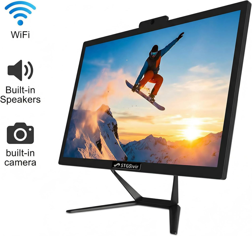 STGSivir All in One Desktop, 22-inch FHD Display, Intel Core i5 up to 3.6GHz, 16G RAM, 512G SSD, WiFi 5, Bluetooth, RGB Keyboard & Mouse, Webcam, Windows 11 Home