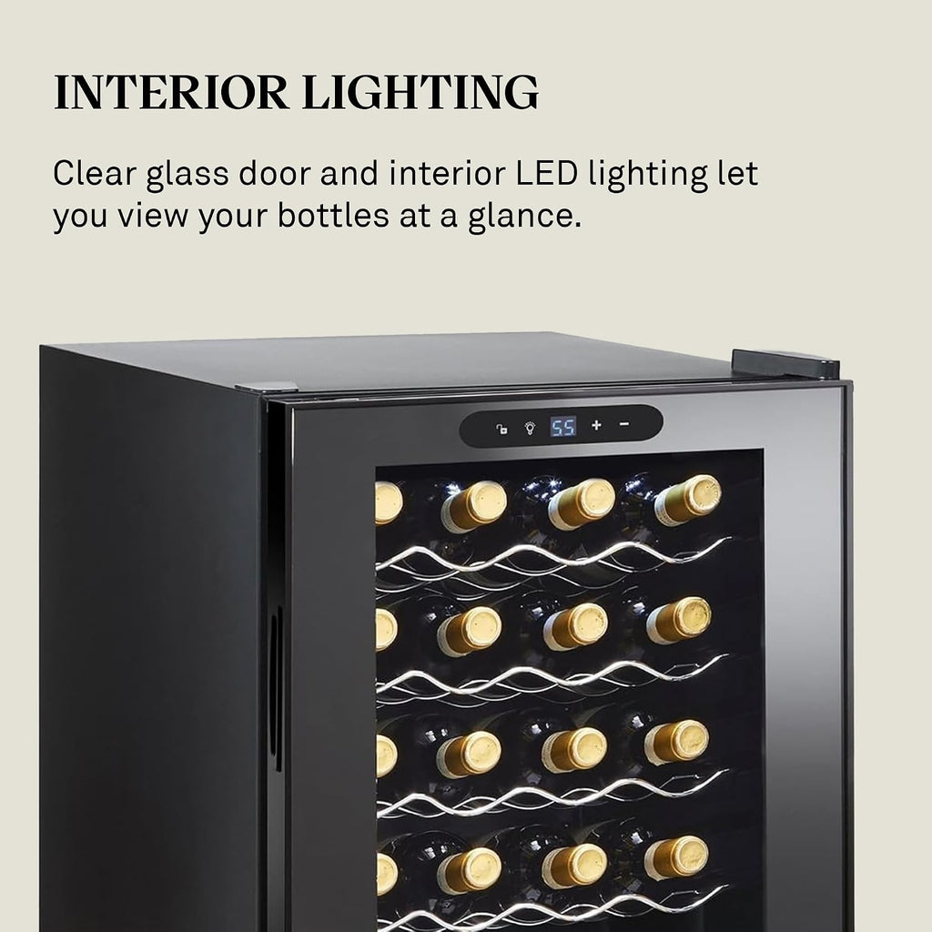 Wine Enthusiast 20-Bottle Compressor Wine Cooler - Freestanding 1.8 Cu. Ft. Wine Refrigerator for Home & Kitchen, Energy-Efficient Cooling of 41-64°F, Adjustable LED Touchscreen & Temperature Display