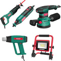 HYCHIKA Heat Gun,Orbital Sander 3.8Amp 450W,Reciprocating Saw,180W Rotary Tool,30W LED Work Light,5-Tool Power Tool Set Combo Kit