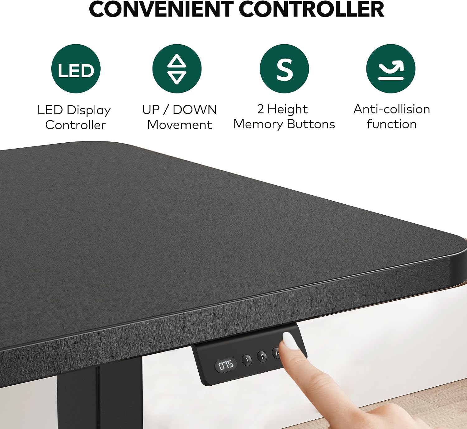 FEZIBO 63' x 55'L Shaped Standing Desk Adjustable Height, 63 Inch Electric Stand up Corner Computer Desk, Sit Stand Home Office Desk with Splice Board, Black