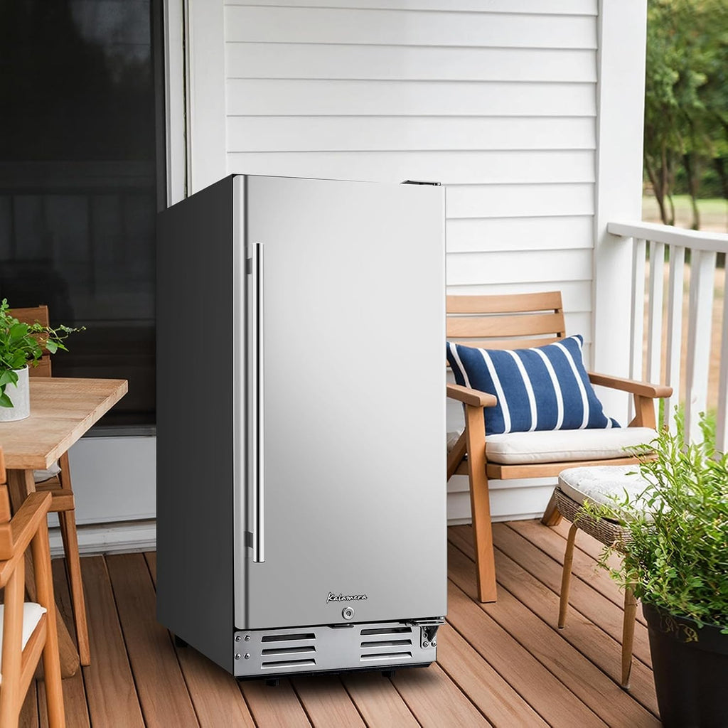 Kalamera Beverage Refrigerator, 15 inch Under Counter Beer Fridge for 104 Cans w/ 32-41℉ Temperature Range, Drink Fridge with Stainless Steel Door