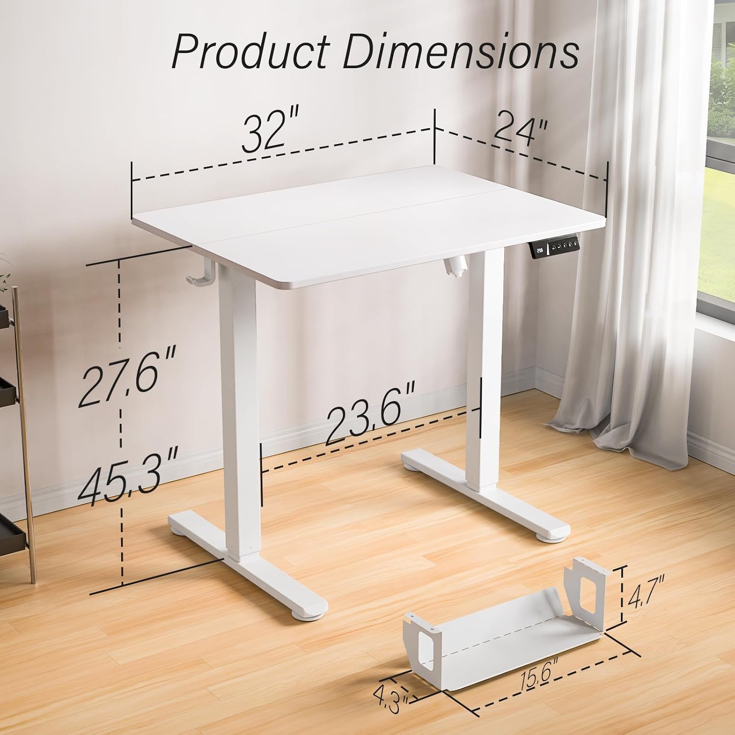 Kingant Standing Desk Height Adjustable Small Electric Stand Up Desks [32 x 24 Inch] - Ergonomic Sit Stand Desk Rising Desks for Home Office Computer Desk Stand Desk Workstation with Cable Management