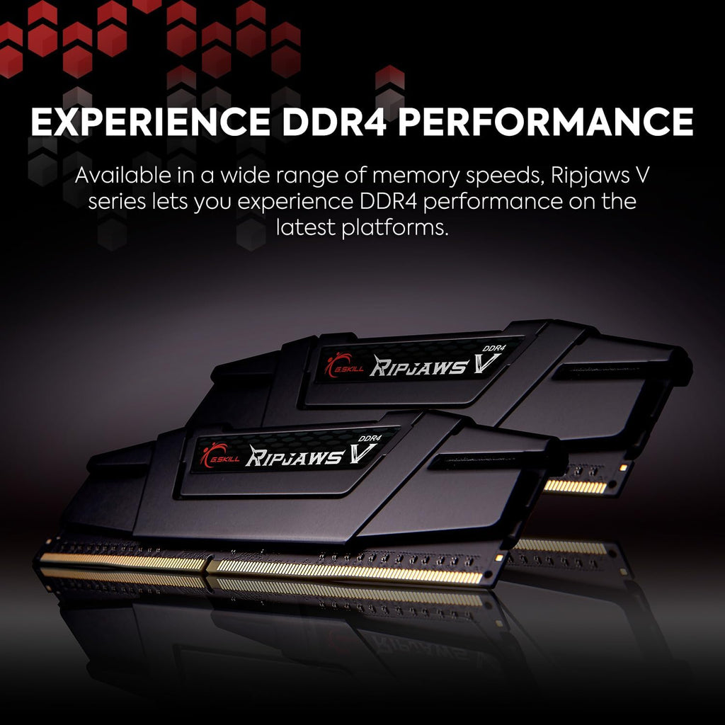 G.SKILL RipjawsV Series DDR4 RAM (XMP) 16GB (2x8GB) 3200MT/s CL16-18-18-38 1.35V Intel AMD Desktop Computer Memory U-DIMM - Black (F4-3200C16D-16GVKB)