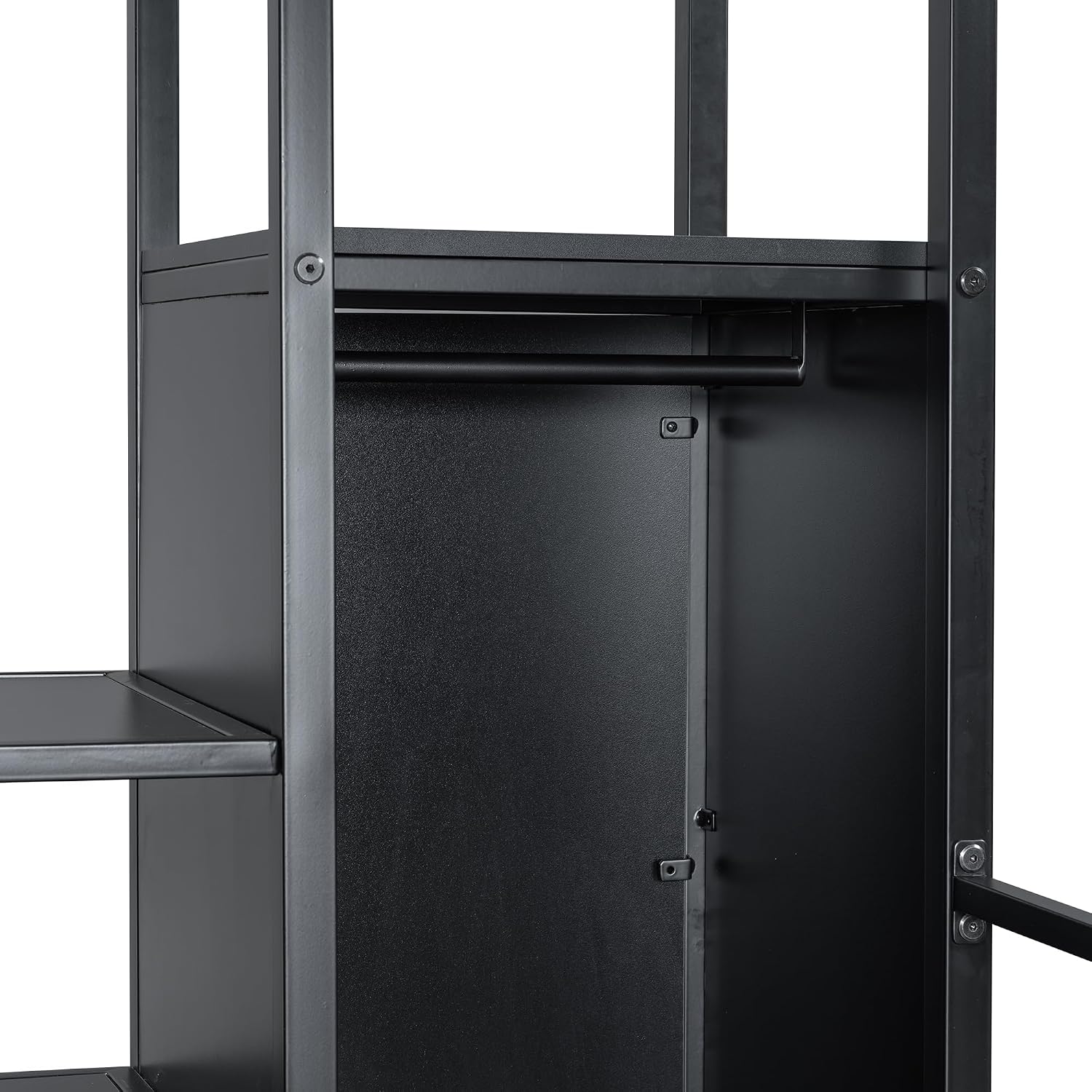MERITLINE Full Gaming Loft Bed with Desk and Storage Wardrobe& LED RGB,Metal Gaming Bed with Stairs and Storage Case,for Adults Teens (Black)