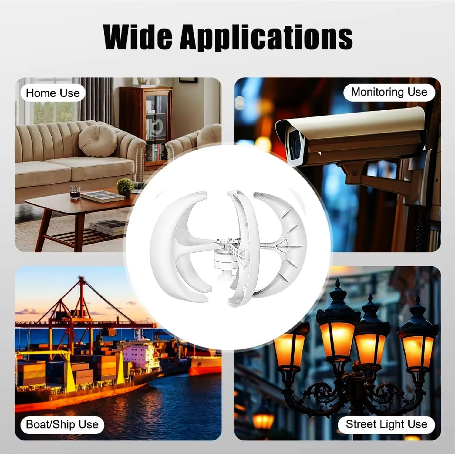 1000W-3000W 5 Blades Wind Generator Yacht Farm Small Generator for Home with Controller Suitable for Garden Outdoor Lighting(White)