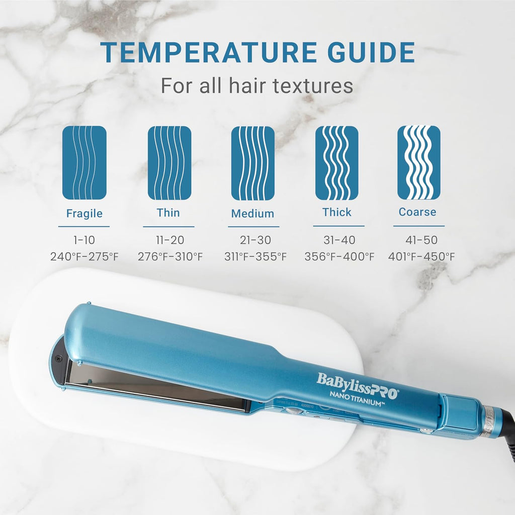 BabylissPRO Nano Titanium Ultra-Thin Hair Straightener, Professional Flat Iron, 5-Inch Extended Plates for Faster Straightening, for All Hair Types