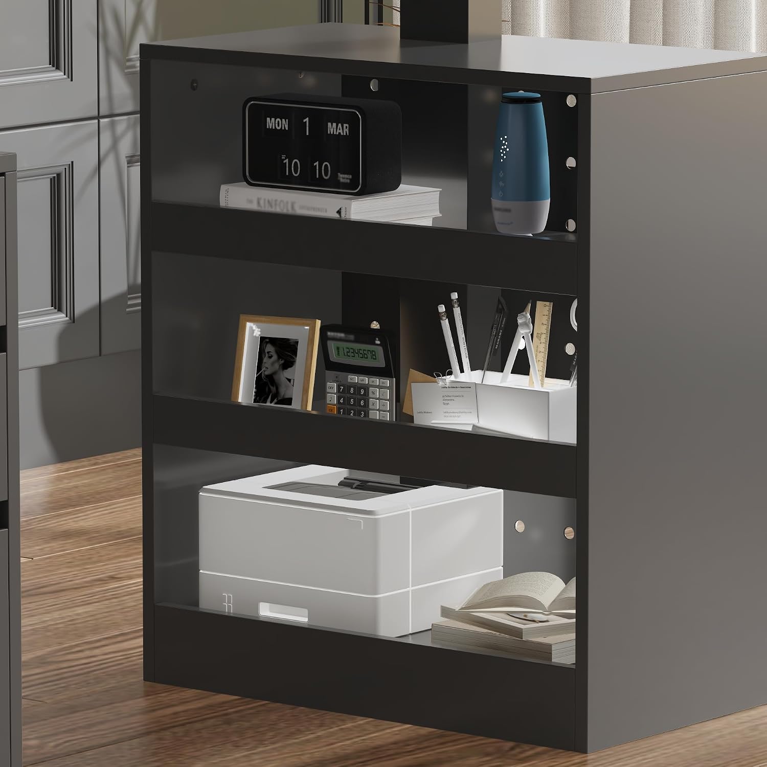 63' W Height Adjustable Standing Desk with Drawers & Fingerprint Lock, Electric Stand up Desk with Metal Pegboard, I Shaped Home Office Table Corner Computer Workstation, Black (29.8'-45.3' H)