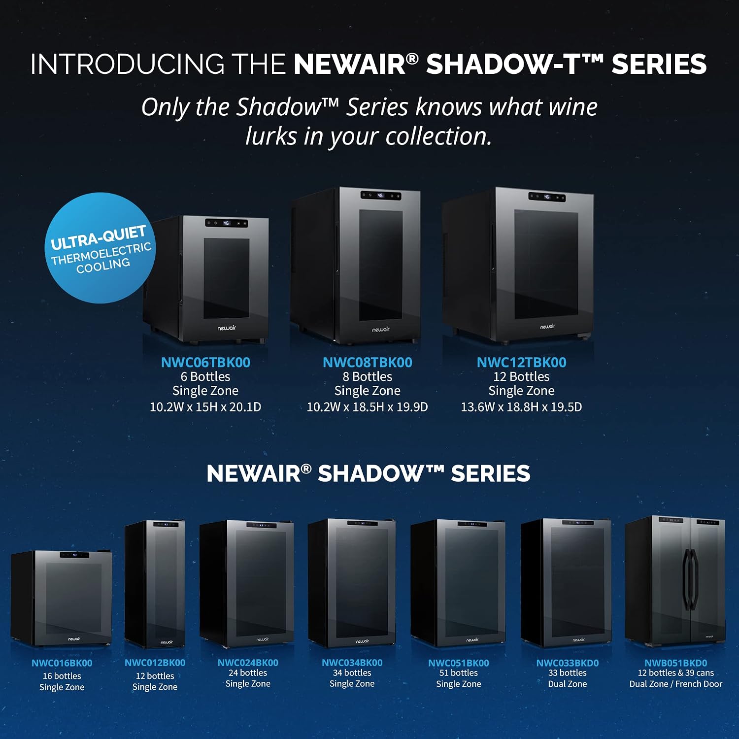 NewAir 10' Wine Fridge for 6 Bottles | Freestanding Wine Cooler Refrigerator with Glass Door | Compact Countertop Storage with Precision Cooling & Quiet Operation | Black