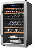 ROVSUN 20''W Dual Zone Wine Fridge with Compressor, 33 Bottle Freestanding Wine Cooler Refrigerator with Touch Panel Control and Glass Door, Wine Cellar for Red, White, Champagne or Sparkling, 41-64°F