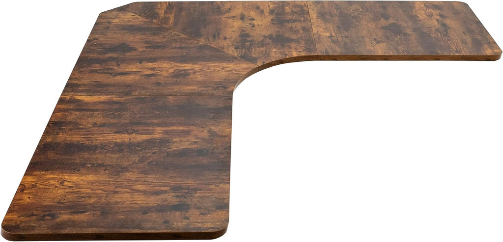 VIVO Universal 71 x 71 inch Curved Corner Table Top for L-Shape Sit to Stand Height Adjustable Home and Office 3-Leg Desk Frames, Rustic Vintage Brown Desktop, DESK-TOP2CN