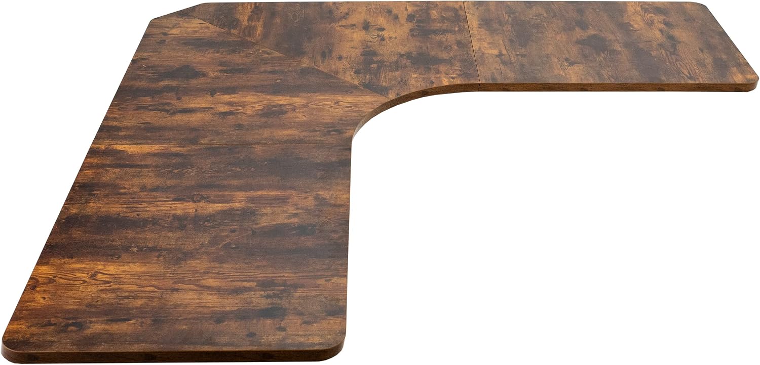 VIVO Universal 71 x 71 inch Curved Corner Table Top for L-Shape Sit to Stand Height Adjustable Home and Office 3-Leg Desk Frames, Rustic Vintage Brown Desktop, DESK-TOP2CN