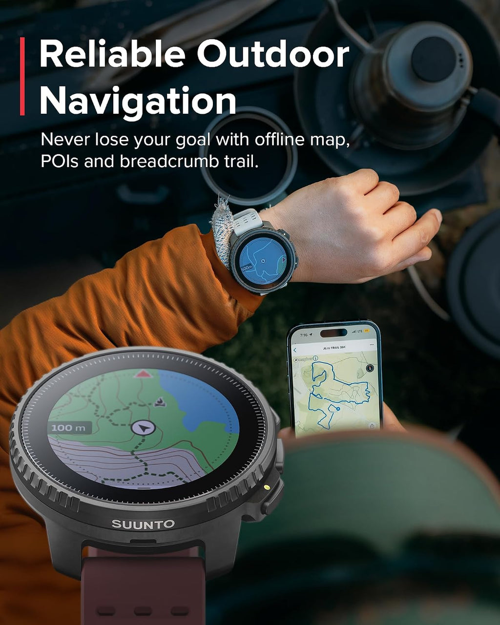 SUUNTO Vertical GPS Adventure Watch, Activity Tracker w/Dual-Band GNSS & Offline Maps, Supports 95+ Sports, Training Metrics & Recovery Insights, Solar Charging Opt. for 1yr Daily Use