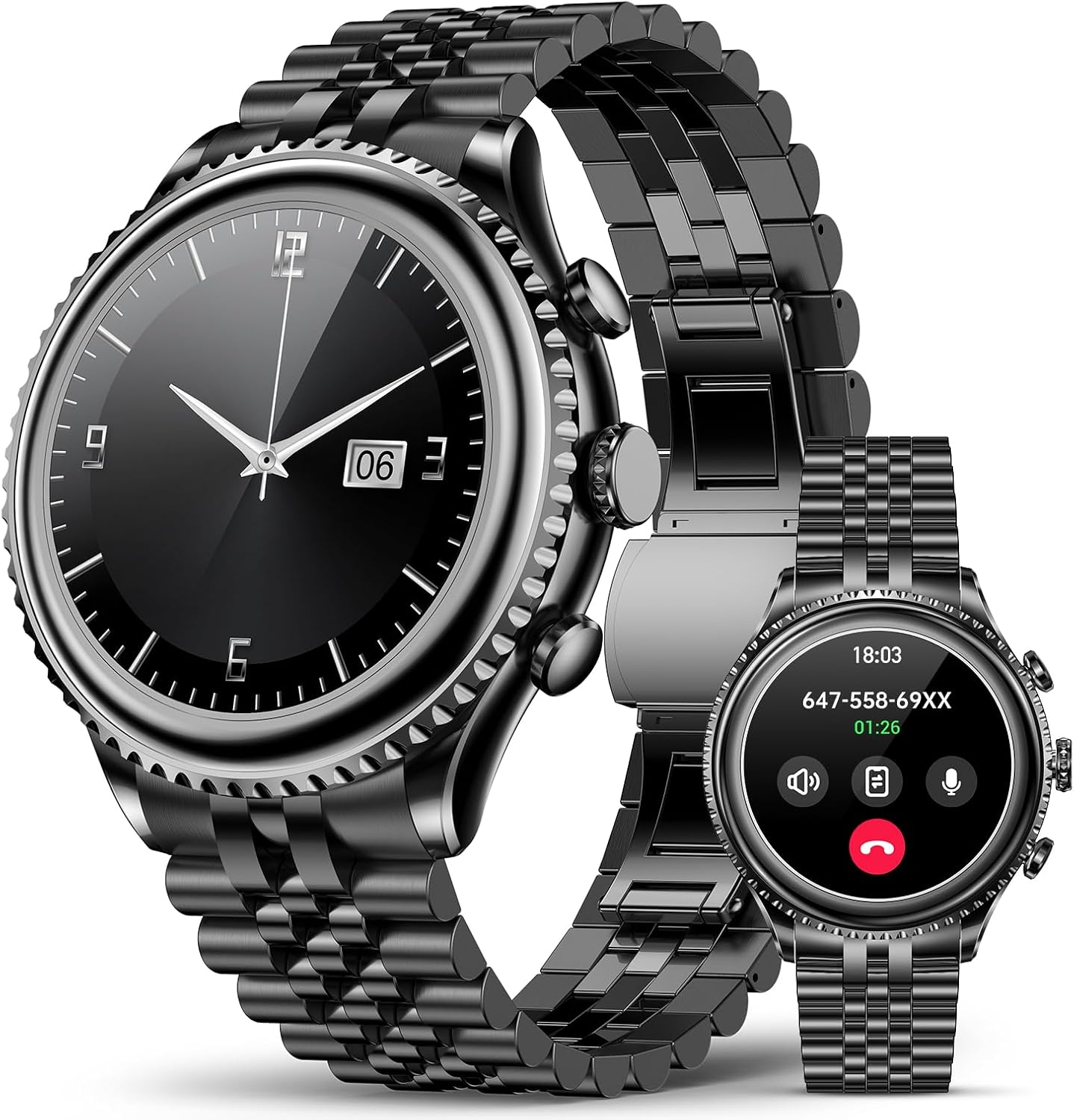 2026 Rotating Bezel Smart Watch for Men with Bluetooth Call, Heart Rate, Blood Pressure, SpO2, Sleep Monitor, Waterproof Round Watch with Encoder Knob, 1.32' AMOLED Display, Compatible Android and iOS
