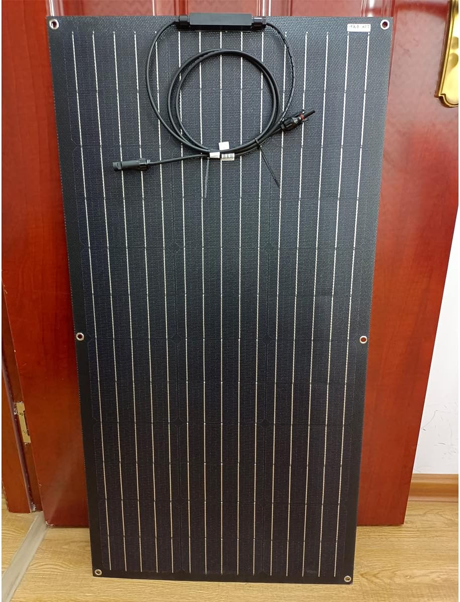 100W ETFE Flexible Monocrystalline Solar Panel for RV Boat + 400W 12V Wind Turbine Generator + Hybrid Controller + Solar Extension Cable - 500W Solar Wind Hybrid System
