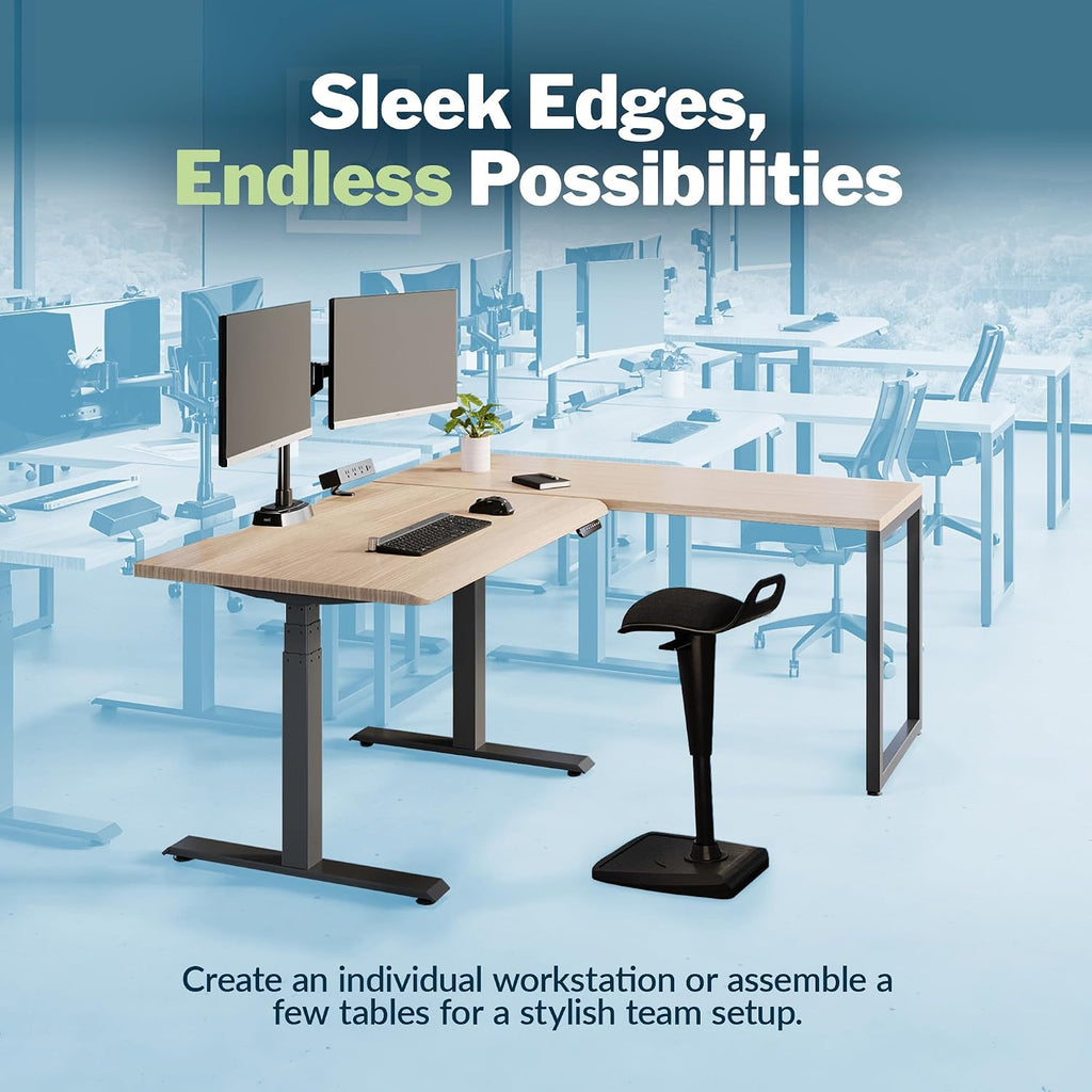 Vari 60x24 Modern Table- Large Computer Desk by Varidesk- Light Wood Study Writing Desk- Sturdy Slim Legs, Durable Laminate Finish, Heavy Duty Table, Easy Assembly