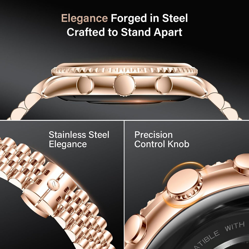 2026 Luxury Smart Watch for Men, Rotating Dial (Axe-Cut Bezel) Smartwatch, 1.32' AMOLED Display, Heart Rate, Blood Pressure, SpO2, Sleep Monitor, Stainless Steel Build, Compatible Android and iOS