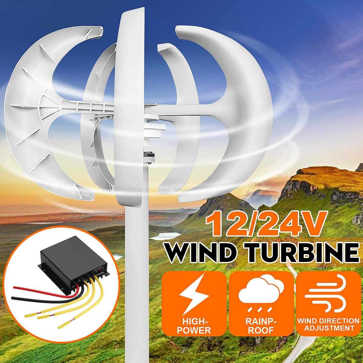 Vertical Wind Turbine Kit, 3000W Generator Windmill 12V 24V 48V Low Noise Speed Start Power Generator with Charge Controller(White)