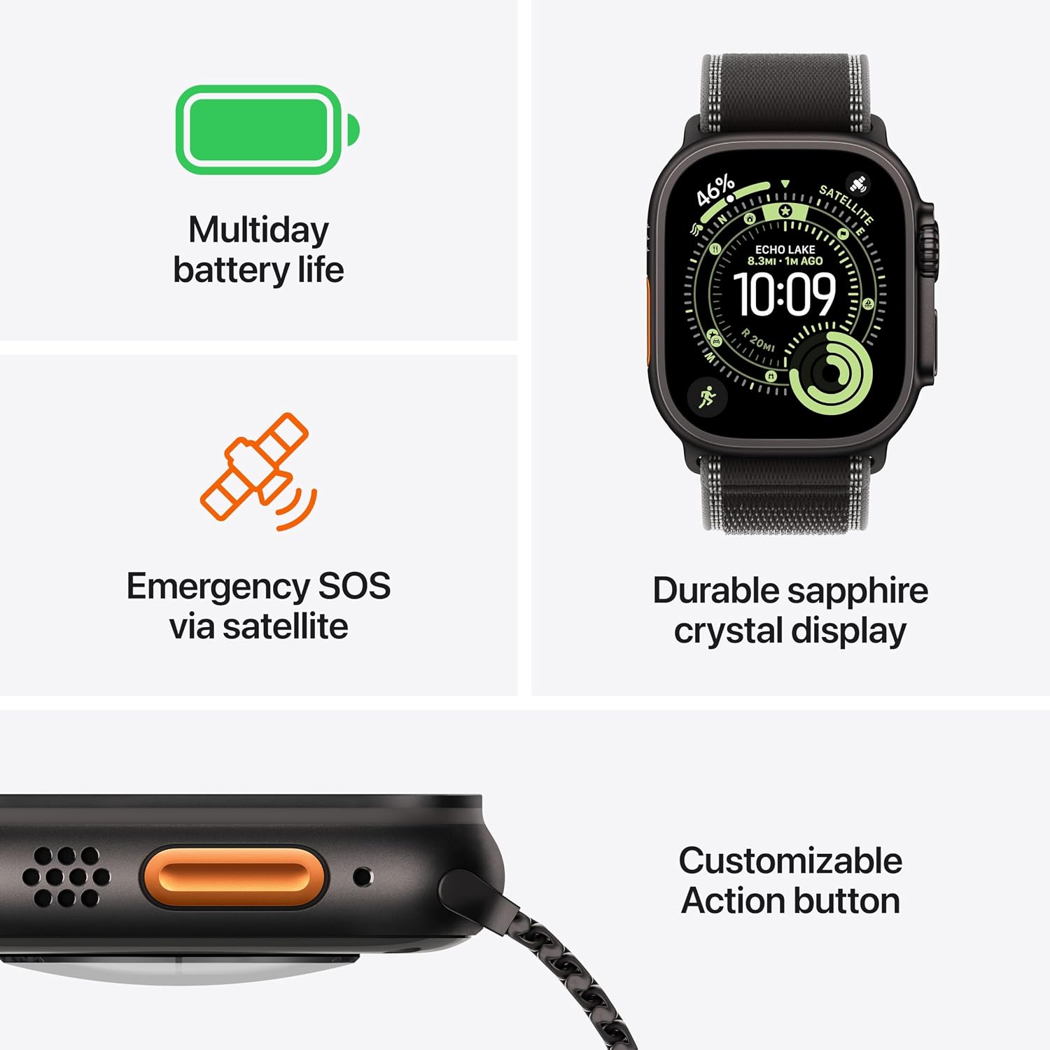 Apple Watch Ultra 3 [GPS + Cellular 49mm] Running & Multisport Smartwatch w/ Rugged Titanium Case w/ Natural Titanium Milanese Loop - S w/ AppleCare+ (2 years)
