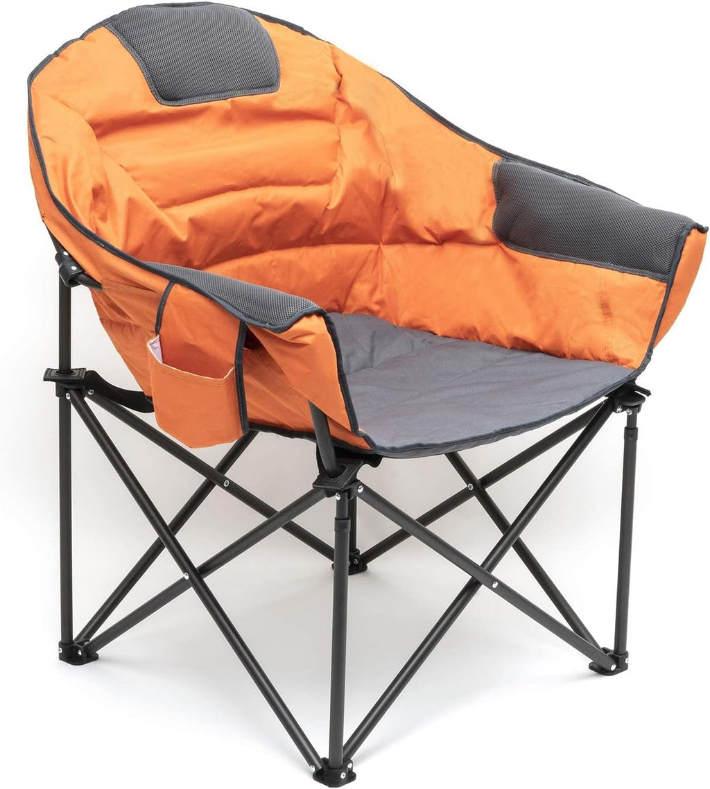 SUNNYFEEL Oversized Camping Chair Heavy Duty 500 LBS Portable Folding Chairs Orange Large Sofa Chair for Beach, Trip, Picnic, Lawn, Outdoor Camp Chair for Adults & Carry Bag