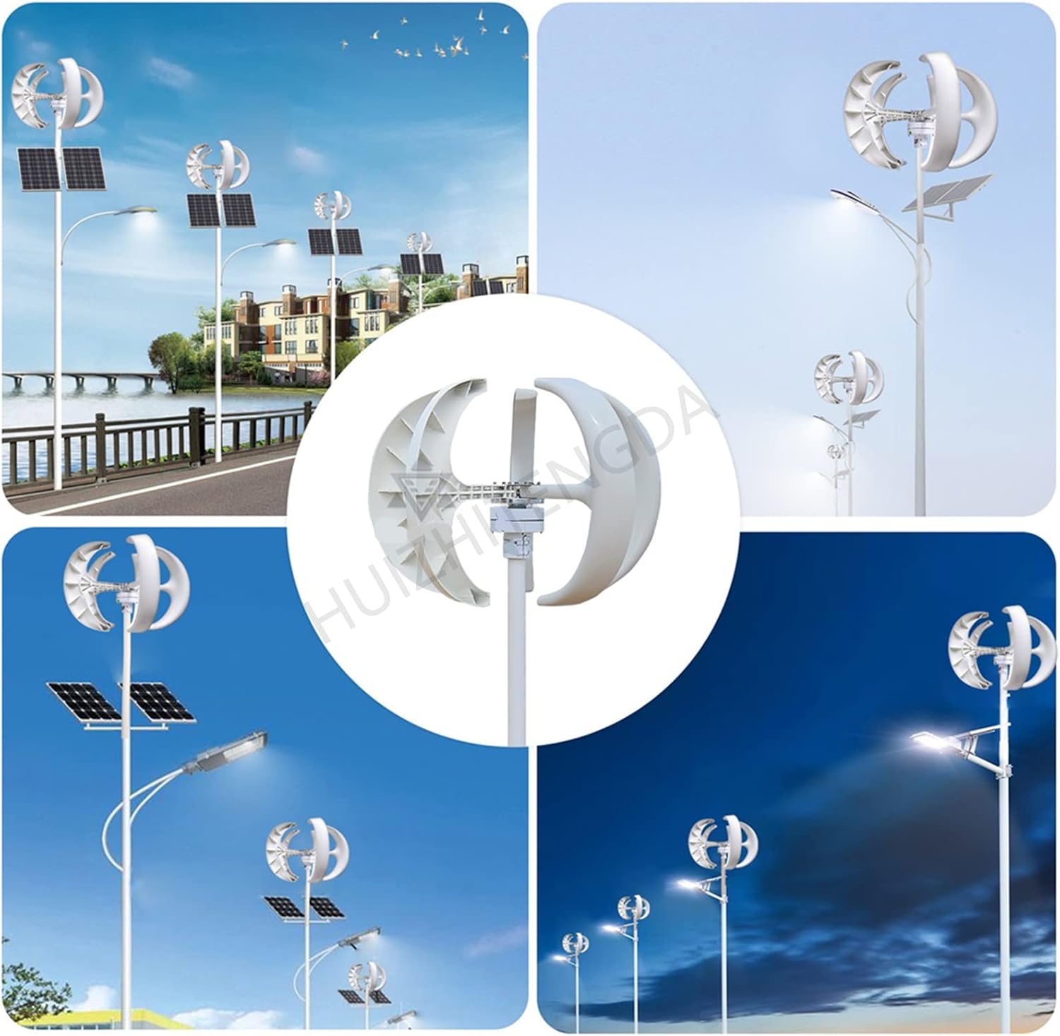 1000W-3000W 5 Blades Wind Generator Yacht Farm Small Generator for Home with Controller Suitable for Garden Outdoor Lighting(White)