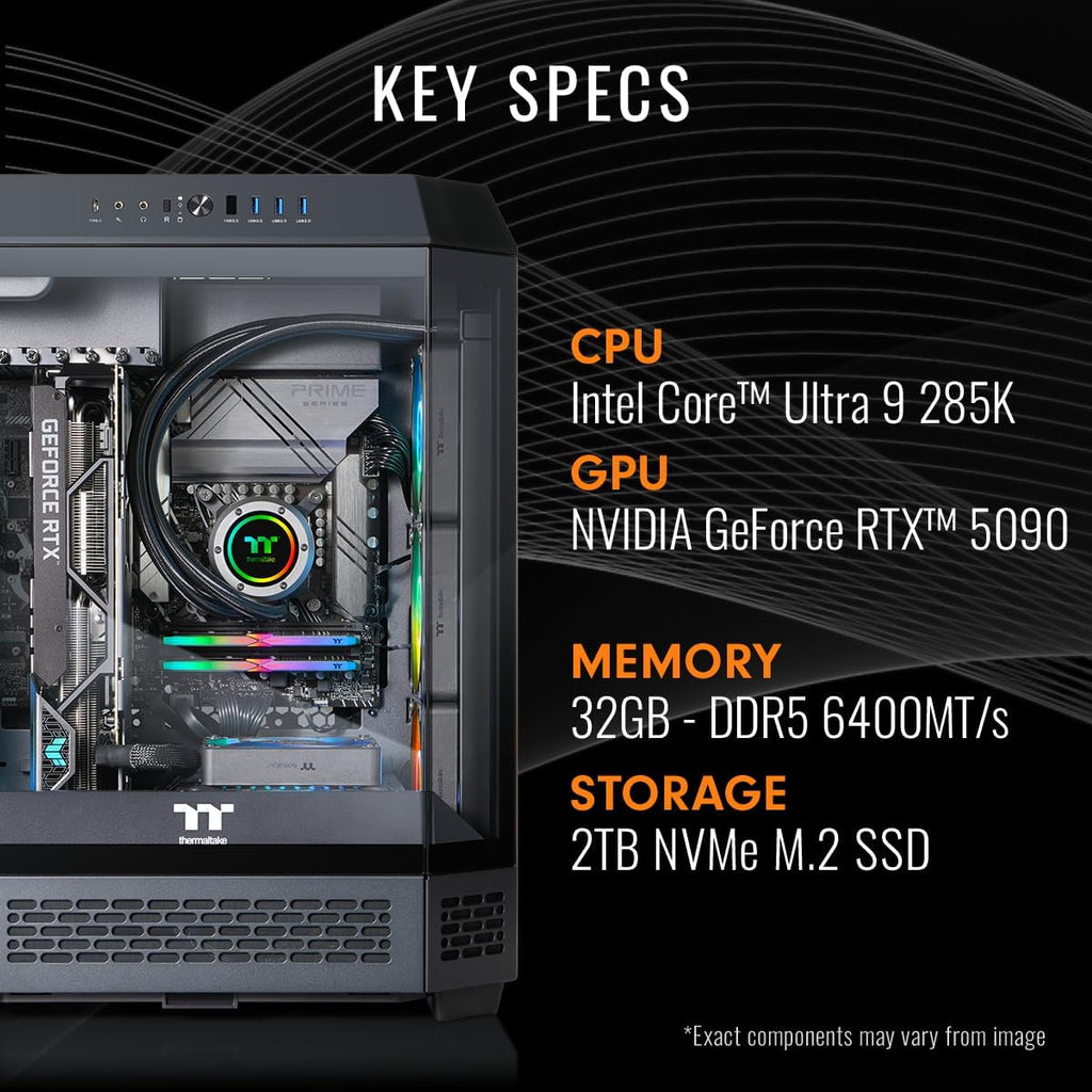Thermaltake LCGS Reactor u2890 Gaming Desktop (Intel® Core™ Ultra 9 285K, ToughRam 32GB DDR5 6400MT/s RGB Memory, NVIDIA® GeForce RTX™ 5090, 2TB NVMe M.2, WiFi, Windows 11) T6BK-Z890-590-LCS