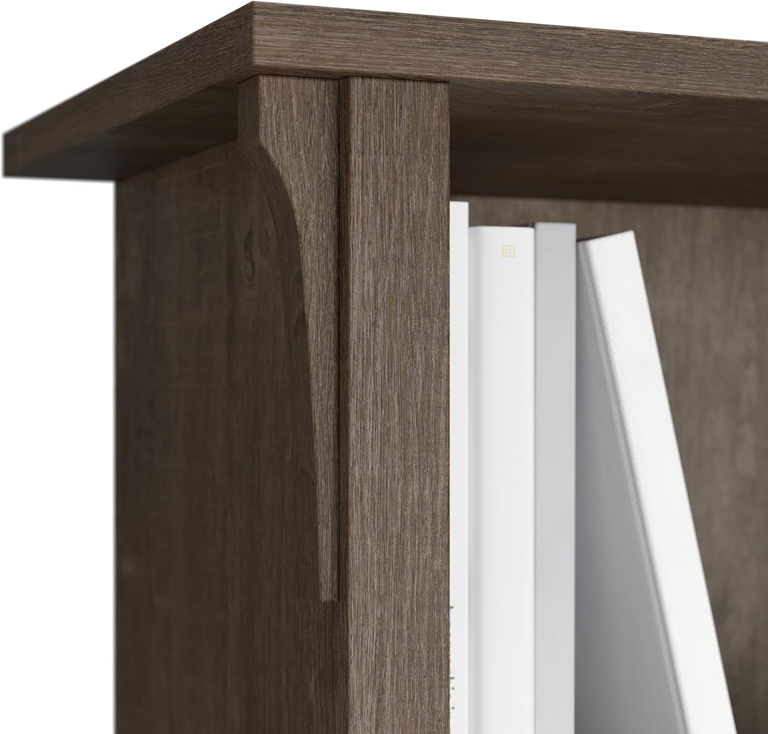 Bush Furniture Salinas L Shaped Desk with Hutch in Ash Brown, Corner Table with Drawers and Storage for Home Office