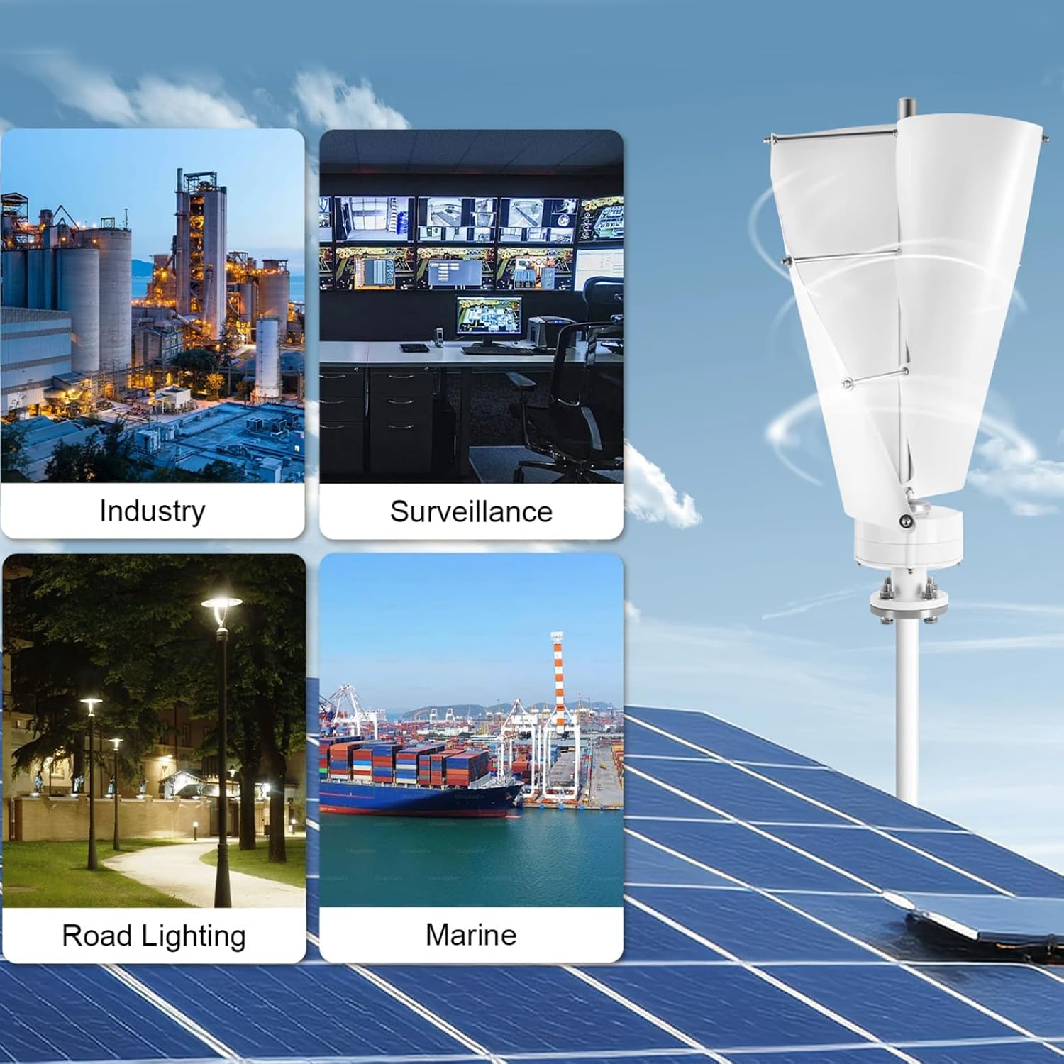 1500W-3000W Small Household Wind Turbine Generator Kit,12V 24V 48V Free Alternative Energy Windmill, Controller Medium Windmill, 2 Blades