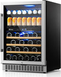 24 Inch Beverage Refrigerator,30 Bottles & 82 Cans Dual Zone Beverage Fridge Built-In or Freestanding With Glass Door for Soda, Wine, Water - For Kitchen, Bar Or Office