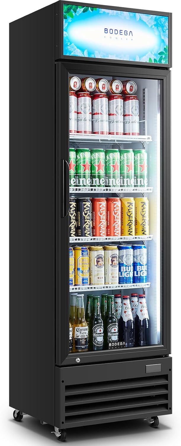 BODEGA BODEGACOOLER Commercial Beverage Refrigerator and Cooler, Commercial Merchandiser Refrigerator with Soft LED Light, Adjustable Shelves, Display Cooler with 192 cans & 120 bottles,9.0 Cu.Ft.