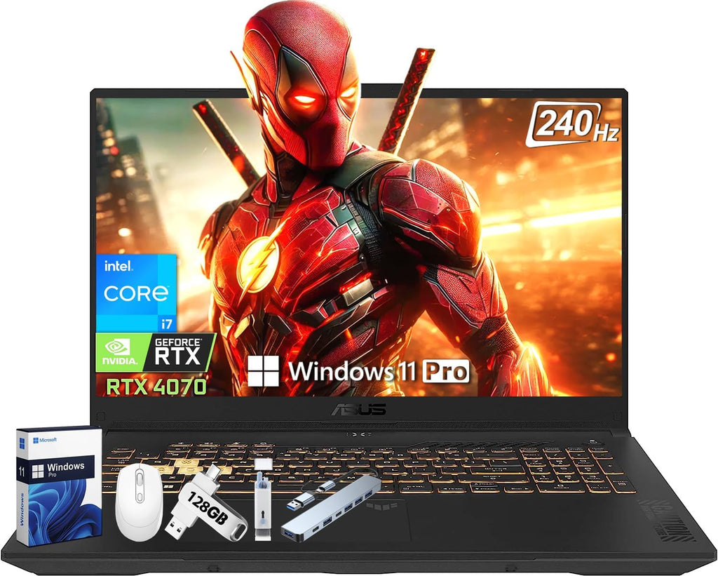 ASUS TUF F17 Gaming Laptop, Microsoft Office Lifetime License, Intel i7-13620H, NVIDIA GeForce RTX 4070, 32 GB DDR5 RAM, 2 TB SSD, 17.3' WQHD 240Hz Display, Backlit Chiclet Keyboard, Windows 11 Pro