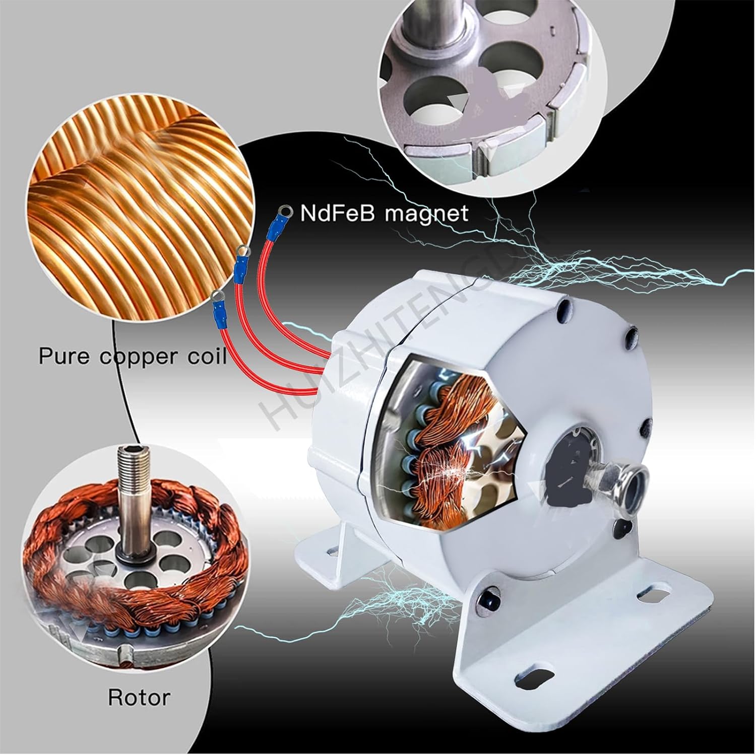 400RPM Low Speed Permanent Magnet, 12V 24V 48V 3000W AC Generator Permanent Magnet Alternator Coreless Maglev for Solar Panel Wind Turbine (White)
