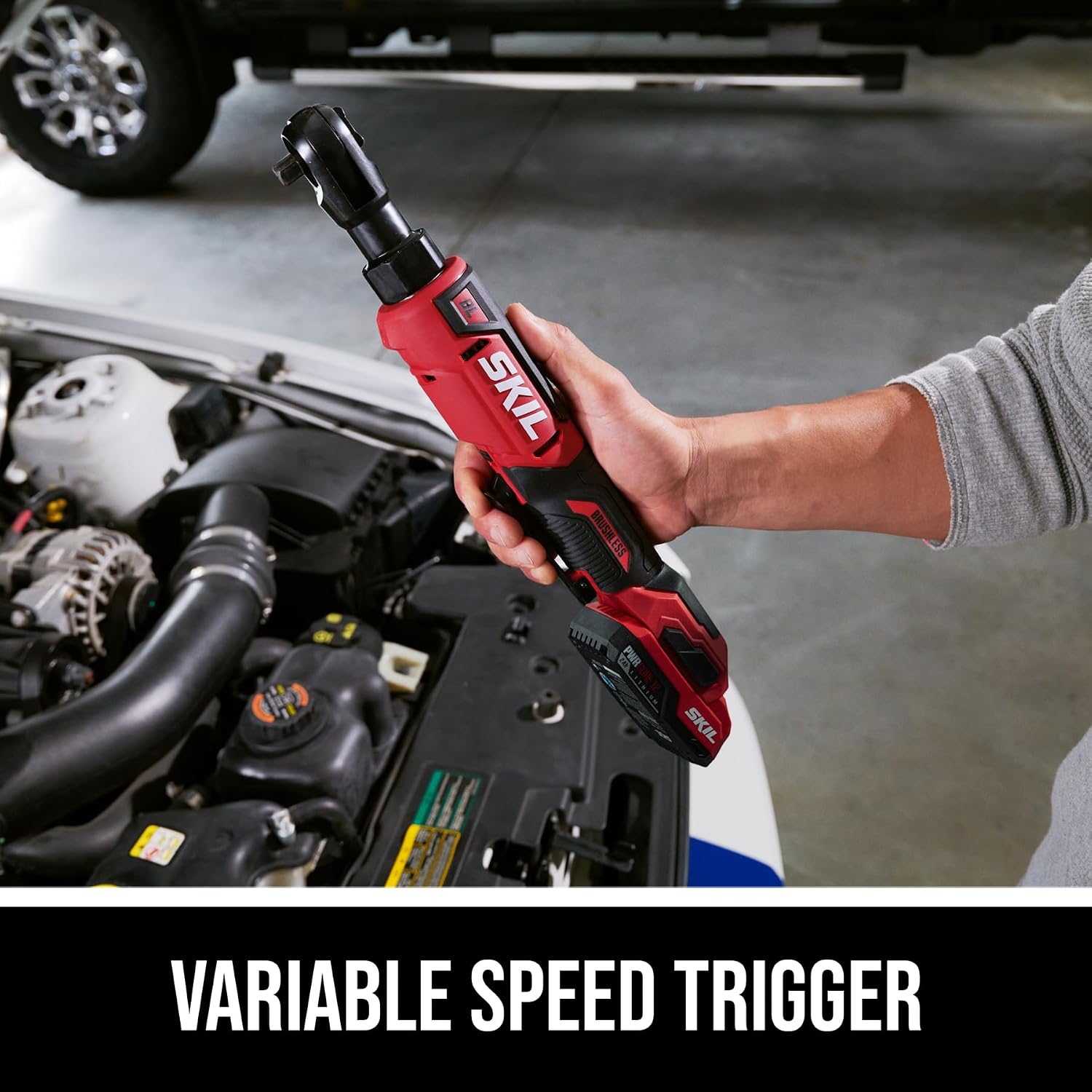 SKIL PWR CORE 12 Brushless 12V 3/8-Inch Ratchet Wrench Kit, Includes 2.0Ah USB-C Battery and 20W Charger - RW5763A-11