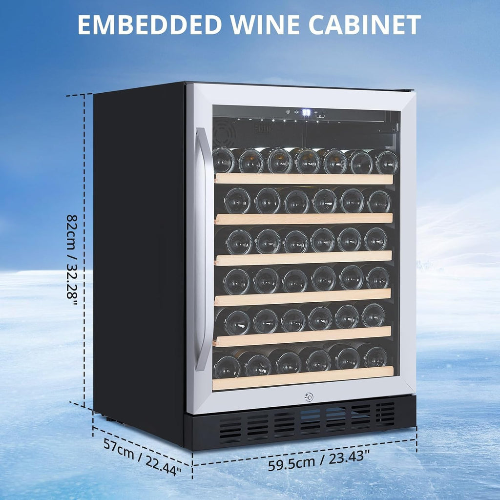 GarveeHome Wine Cooler, 46 Bottle Freestanding or Built-in Metal Design, Wine Fridge, Single Zone Dual Temperature Wine Fridge for Red, White and Champagne with Adjust Temperature, Black