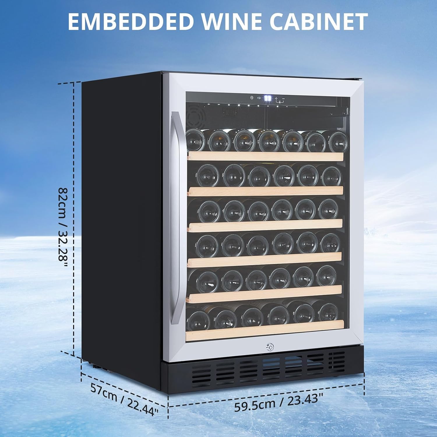 GarveeHome Wine Cooler, 46 Bottle Freestanding or Built-in Metal Design, Wine Fridge, Single Zone Dual Temperature Wine Fridge for Red, White and Champagne with Adjust Temperature, Black